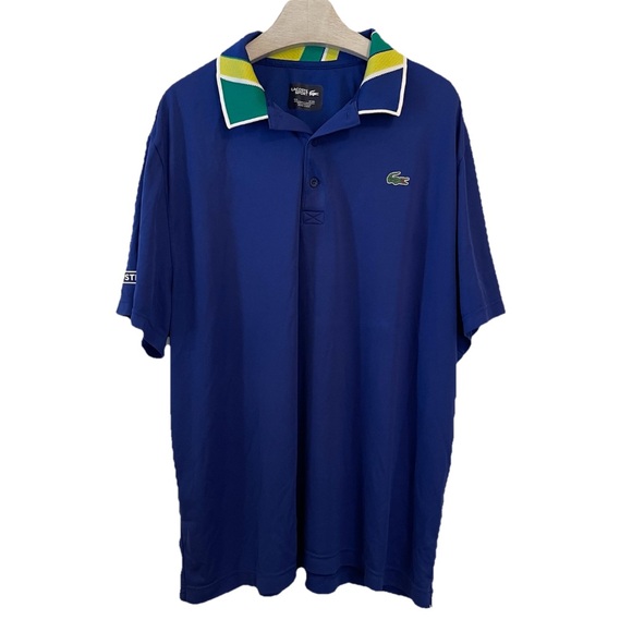 Lacoste Sport Polo Mens Print Neck 4XL Ultra Dry Pique Jacquard Collar - Picture 1 of 15